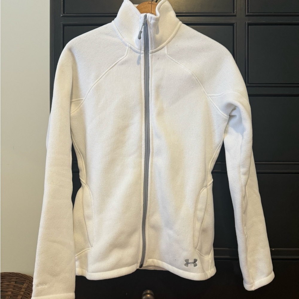 Under Armour zip fleecee, white, women’s small
